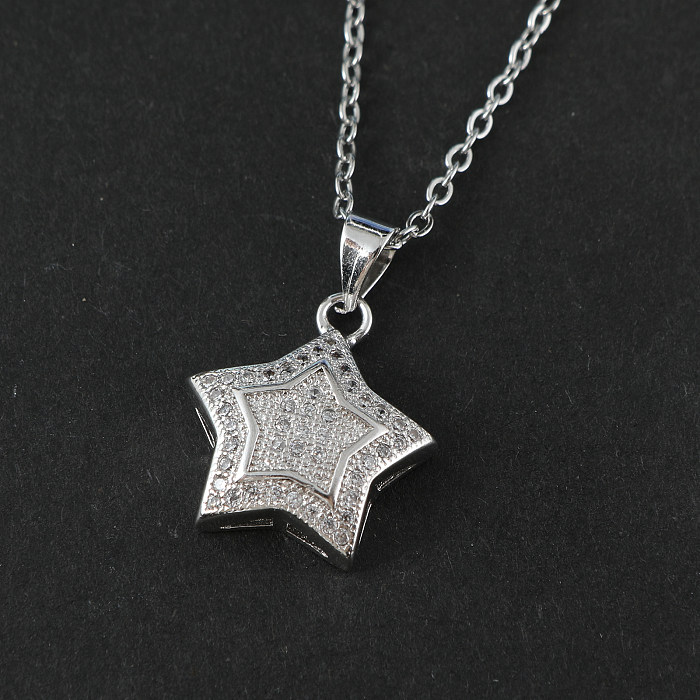 Streetwear Star Stainless Steel  Stainless Steel Pendant Necklace
