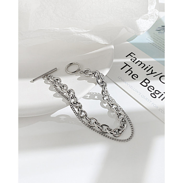 Fashion Round Stainless Steel Bracelets Chain No Inlaid Stainless Steel Bracelets