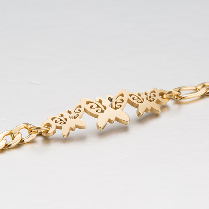 1 peça moda borboleta elefante pulseiras revestidas de aço inoxidável