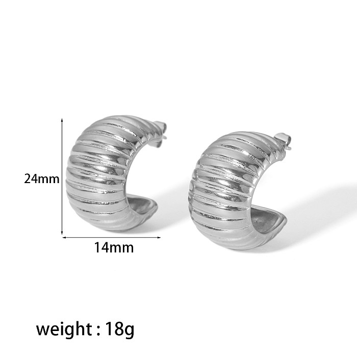 1 Pair Classic Style Semicircle Polishing Plating Stainless Steel  18K Gold Plated Hoop Earrings