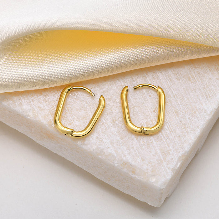 1 Paar lässige Basic-Ohrringe im modernen modernen Stil mit geometrischer Beschichtung aus Edelstahl mit 18-Karat-Vergoldung