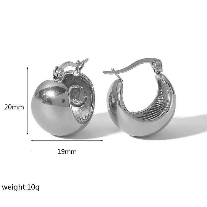 1 Paar einfache Halbkreis-Edelstahl-Ohrringe mit 18-Karat-Vergoldung