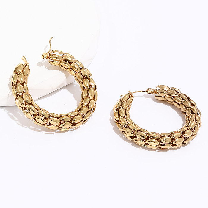 Simple Style Circle Stainless Steel  Gold Plated Earrings 1 Pair