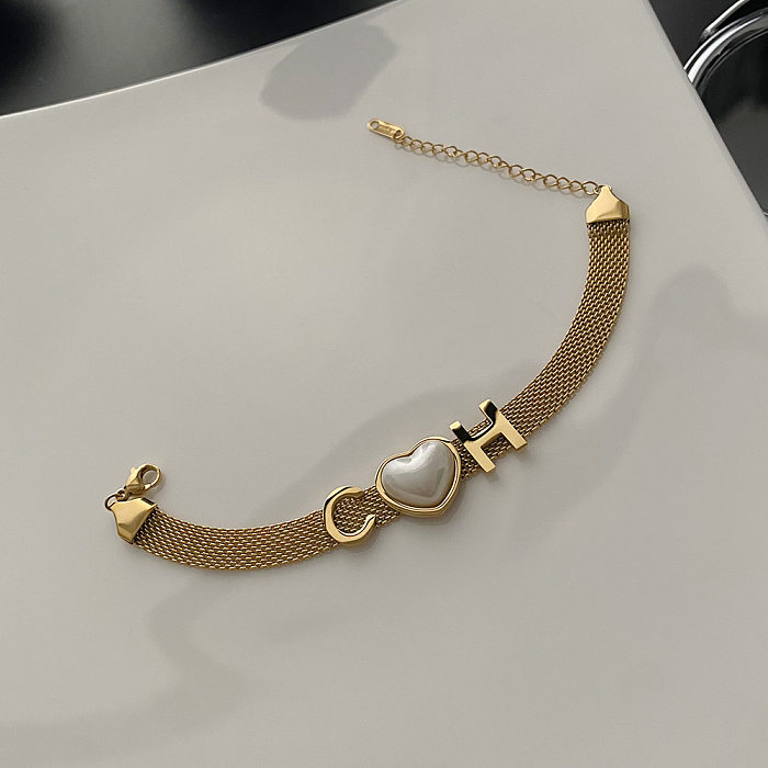 Modische herzförmige Halskette mit künstlichen Perlen aus Edelstahl