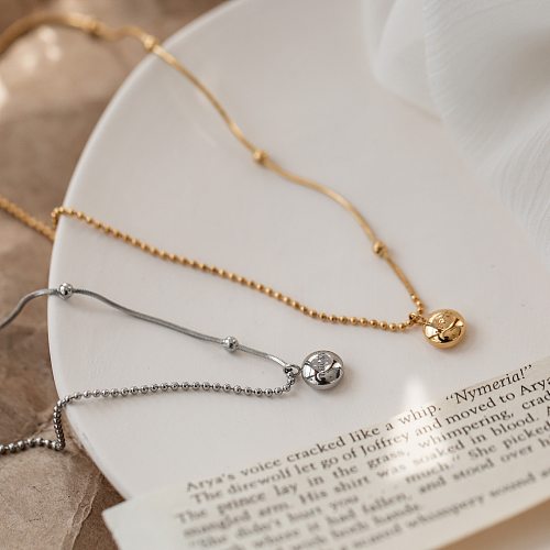 IG Style Simple Style Letter Ball Stainless Steel Plating 18K Gold Plated Pendant Necklace