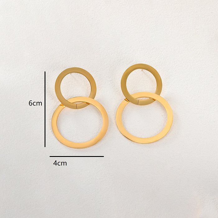 1 paire de boucles d'oreilles pendantes géométriques de Style Simple, plaquées en acier inoxydable, plaquées or 18 carats