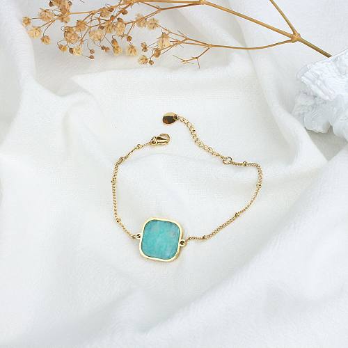 Bracelet simple en acier inoxydable turquoise à la mode coréenne