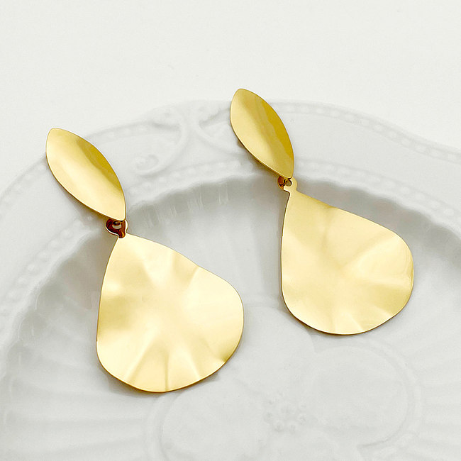 1 par de pendientes colgantes chapados en oro de acero inoxidable, elegantes, artísticos, dulces, de Color sólido