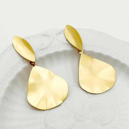 1 Paar elegante, süße, künstlerische, einfarbige, vergoldete Ohrhänger aus Edelstahl