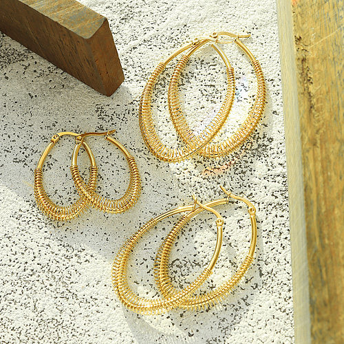 European And American Retro U-shaped Non-fading Stainless Steel Plated 18K Real Gold Earrings