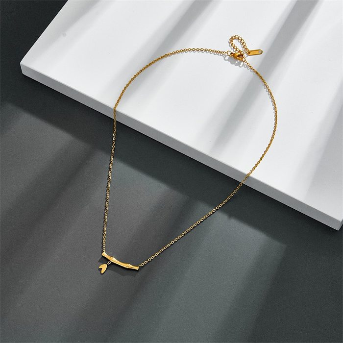 Simple Style Bamboo Stainless Steel Necklace