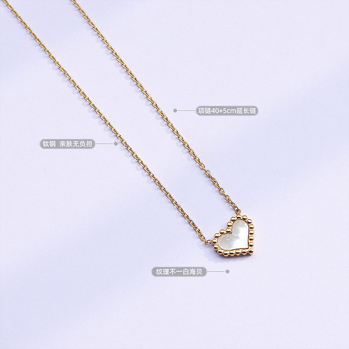 Fashion Peach Heart White Sea Shell Pendant Love Necklace