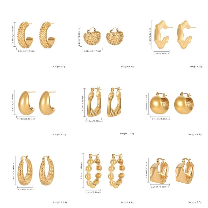 1 Piece Simple Style Solid Color Plating Inlay Stainless Steel  Zircon Gold Plated Earrings