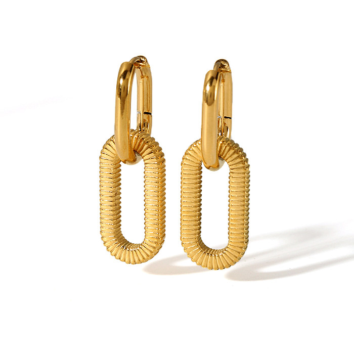 1 par de aretes chapados en oro de 18 quilates de acero inoxidable con revestimiento cuadrado de estilo francés