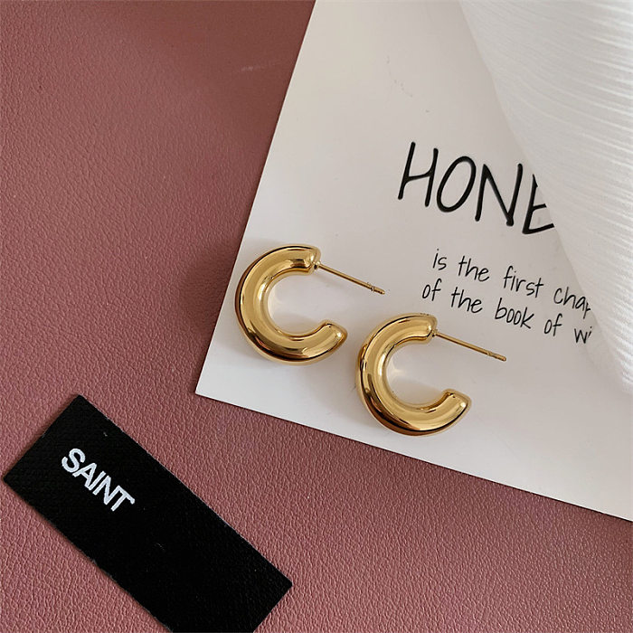 1 Pair Simple Style Solid Color Plating Stainless Steel  Gold Plated Earrings