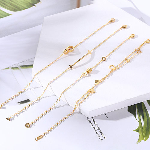 Bracelets de perles artificielles en acier titane, trèfle à quatre feuilles, en forme de cœur, marguerite, Style Simple