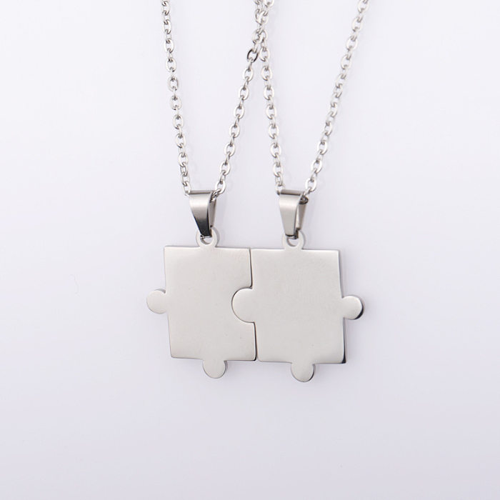 Simple Style Jigsaw Stainless Steel Plating 18K Gold Plated Pendant Necklace