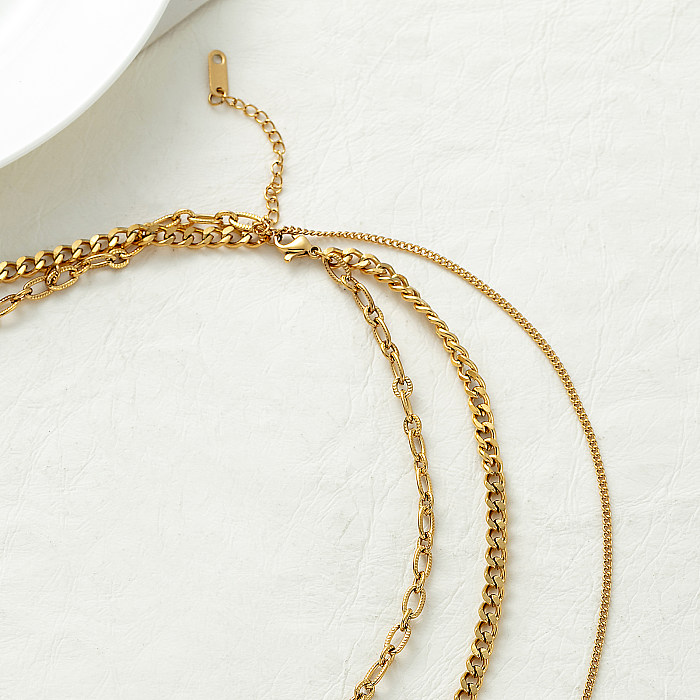 Collares de doble capa chapados en oro de 18 quilates con revestimiento de acero inoxidable y estrella cruzada de estilo vintage