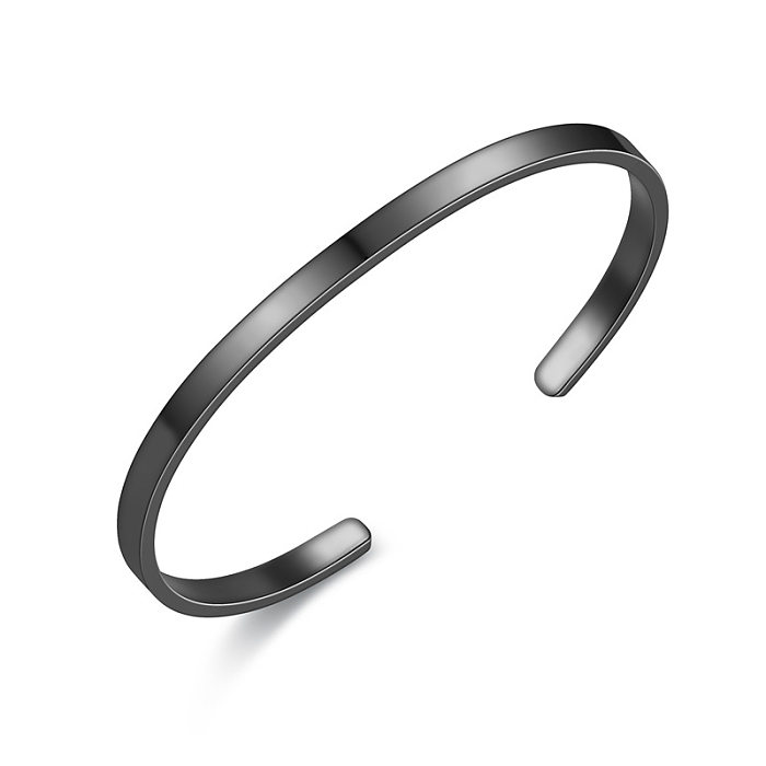 1 Piece Simple Style Solid Color Stainless Steel Polishing Plating Bangle