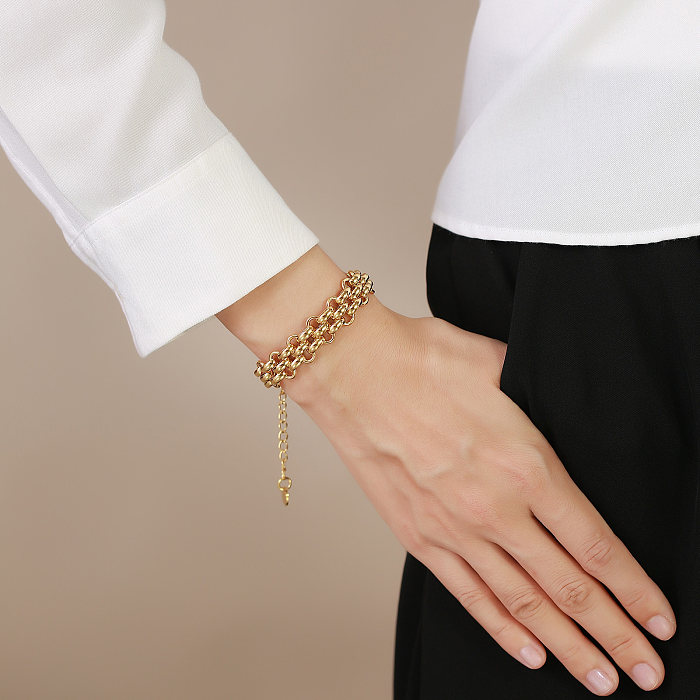 Bracelets plaqués or en acier inoxydable de couleur unie de style vintage en vrac