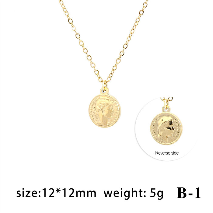 Vintage Style Portrait Stainless Steel  Plating Gold Plated Pendant Necklace