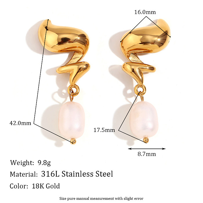 1 Pair Vintage Style Simple Style Round Plating Stainless Steel  18K Gold Plated Drop Earrings