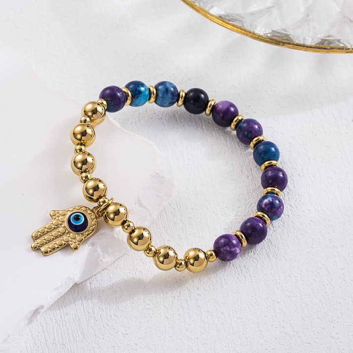 Arbre artistique Acier inoxydable Perle d'imitation Synthétique Placage de perles Bracelets plaqués or 18 carats