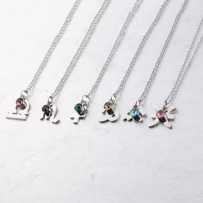 Casual Constellation Stainless Steel  Plating Inlay Artificial Gemstones Pendant Necklace