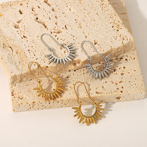 1 paire de boucles d'oreilles pendantes en acier inoxydable plaqué or 18 carats, style français classique et simple