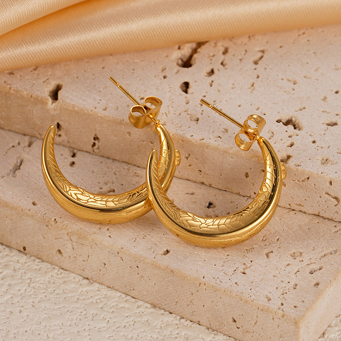 1 Pair Vacation Beach Simple Style C Shape Plating Stainless Steel  Gold Plated Earrings