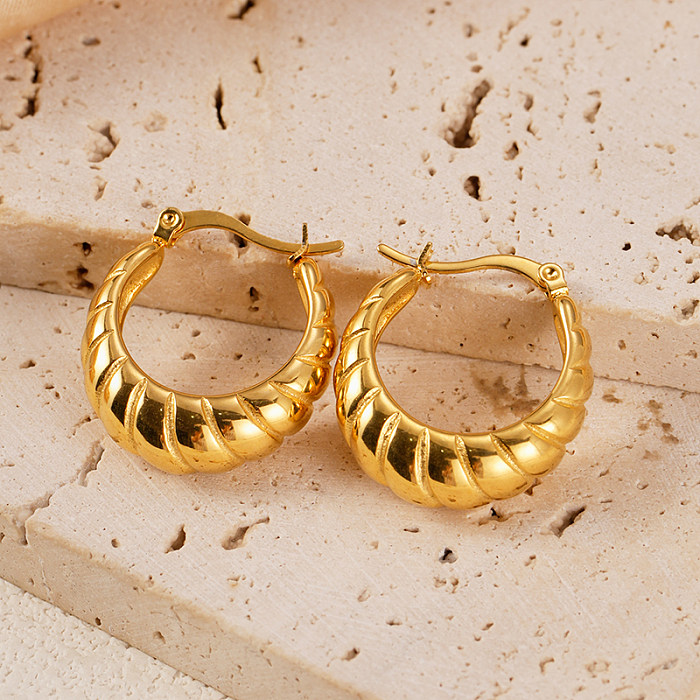 1 par de brincos de orelha banhados a ouro de aço inoxidável estilo simples para férias