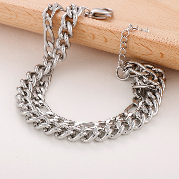 Hip-Hop Geometric Stainless Steel Plating Bracelets