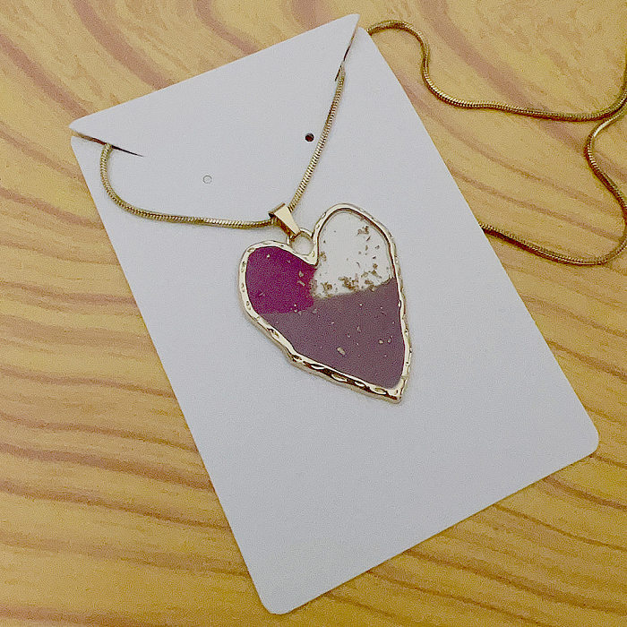 Collier avec pendentif en époxy en acier inoxydable, forme de cœur, papillon, Animal à la mode, 1 pièce