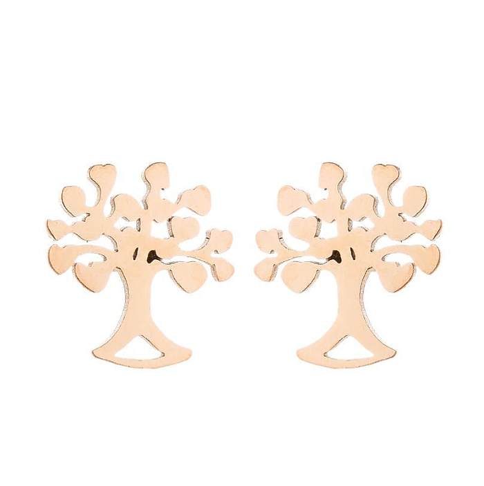 Simple Style Plant Stainless Steel  Plating Ear Studs 1 Pair