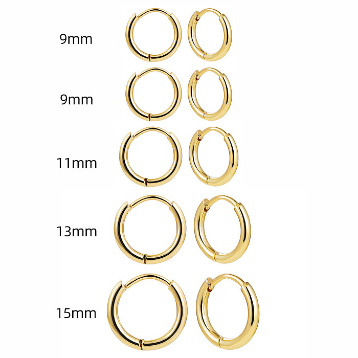 Basic Circle Stainless Steel  Plating Hoop Earrings 1 Pair