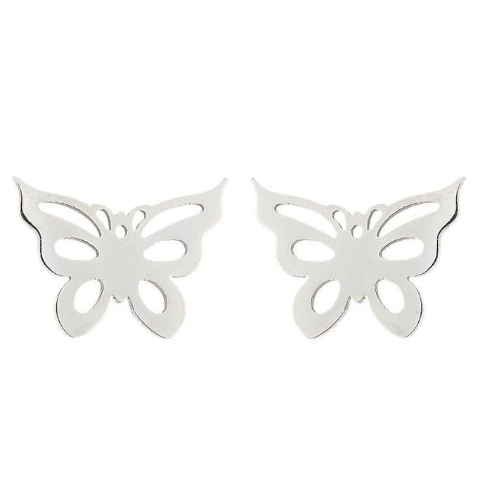1 par de brincos de orelha revestidos de aço inoxidável borboleta fashion