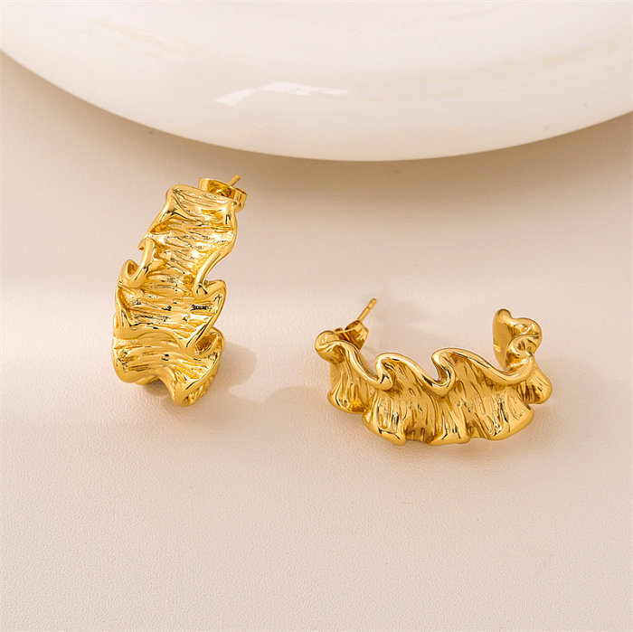 1 Pair Retro Simple Style C Shape Plating Stainless Steel  18K Gold Plated Ear Studs