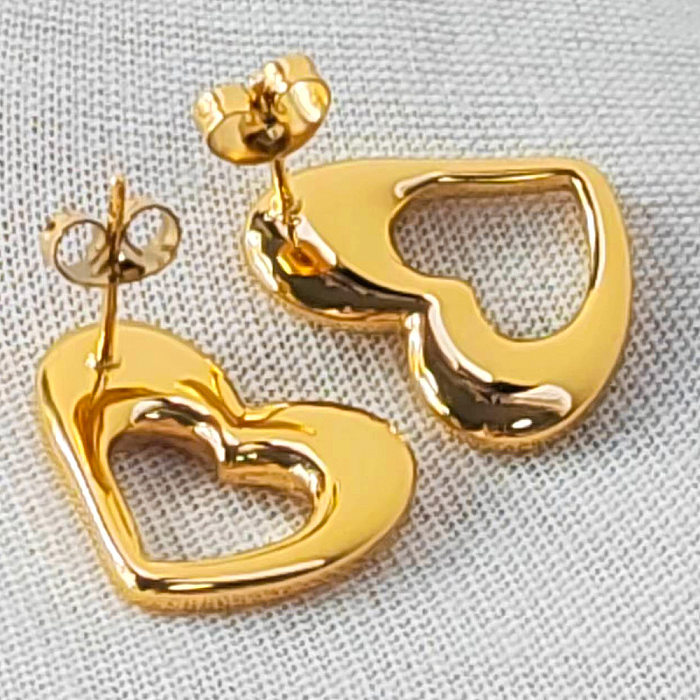 1 Pair Sweet Simple Style Heart Shape Stainless Steel  Plating Drop Earrings