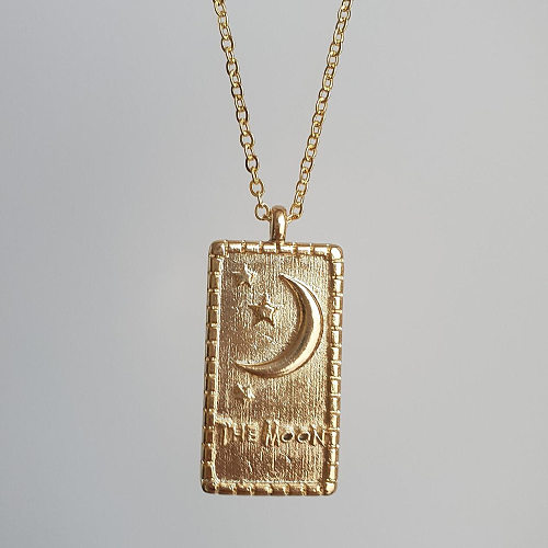 Retro Punk Simple Style Square Stainless Steel  Plating Inlay Zircon 18K Gold Plated Pendant Necklace