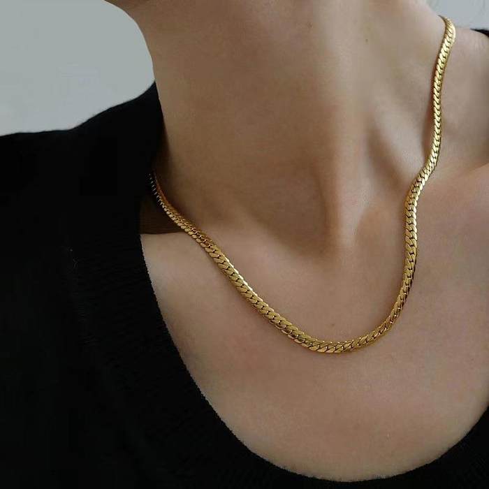 Punk Simple Style Solid Color Stainless Steel Plating Necklace