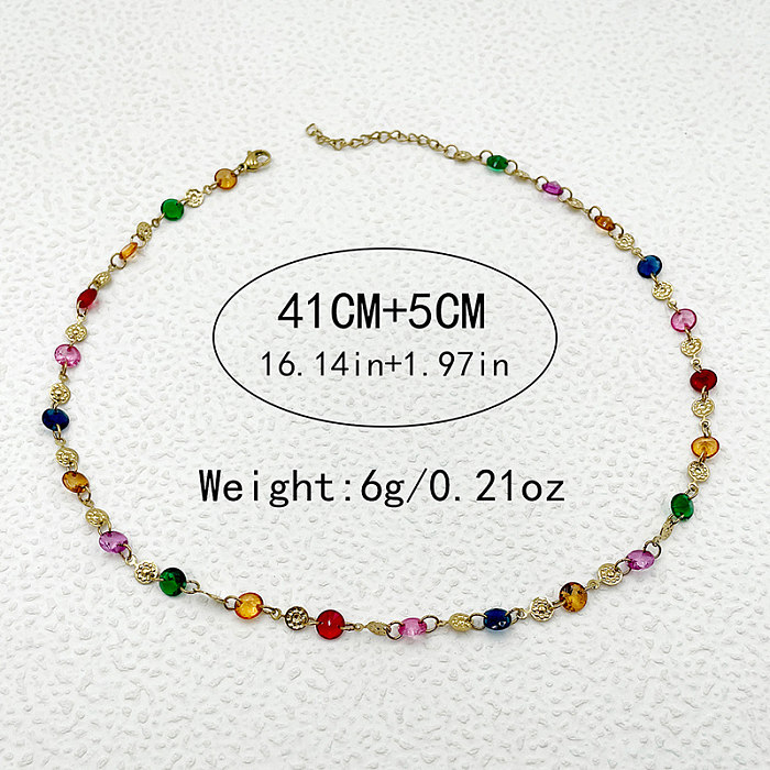Elegant Princess Colorful Stainless Steel  Plating Gold Plated Necklace