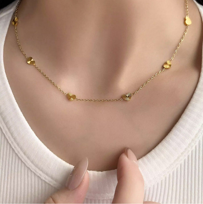 Elegant Simple Style Heart Shape Stainless Steel Plating 18K Gold Plated Necklace