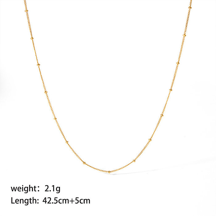 Streetwear Solid Color Stainless Steel  Plating Metal 18K Gold Plated Sweater Chain Necklace
