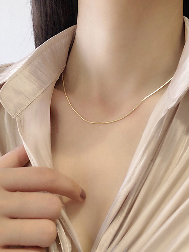 Simple Style Solid Color Stainless Steel  Necklace