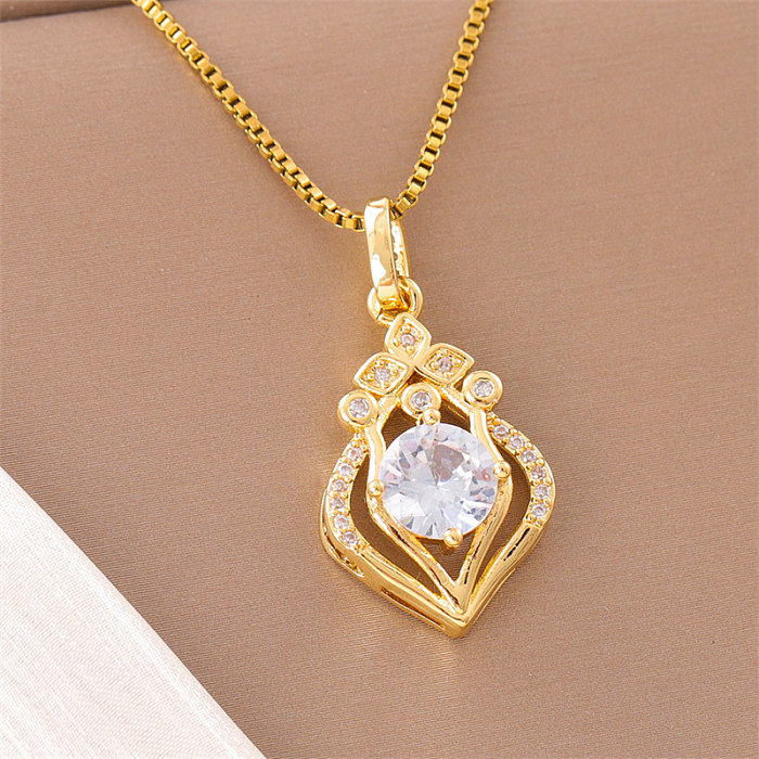 Collar con colgante de diamante artificial chapado en oro de 18 quilates con forma de corazón ovalado y redondo dulce a granel