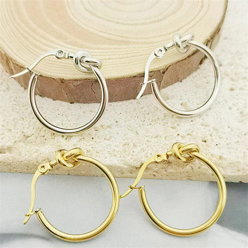 1 Pair Lady Simple Style Round Plating Stainless Steel  18K Gold Plated Earrings