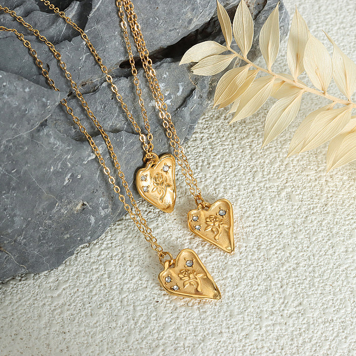 Elegante colar de pingente banhado a ouro 18K com revestimento de aço inoxidável irregular
