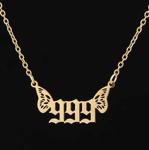 Simple Style Number Stainless Steel  Plating 18K Gold Plated Pendant Necklace