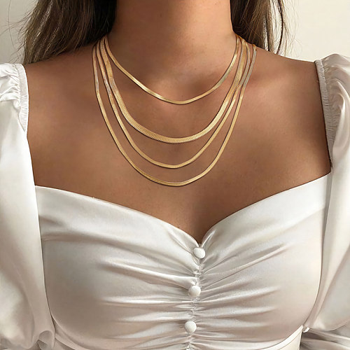 INS Style Retro Simple Style Solid Color Stainless Steel  Plating 18K Gold Plated Necklace