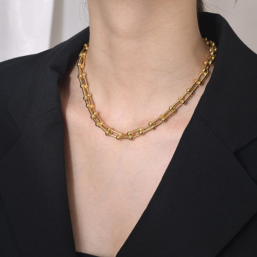 Collar Chapado En Oro De Acero Inoxidable Geométrico De Moda